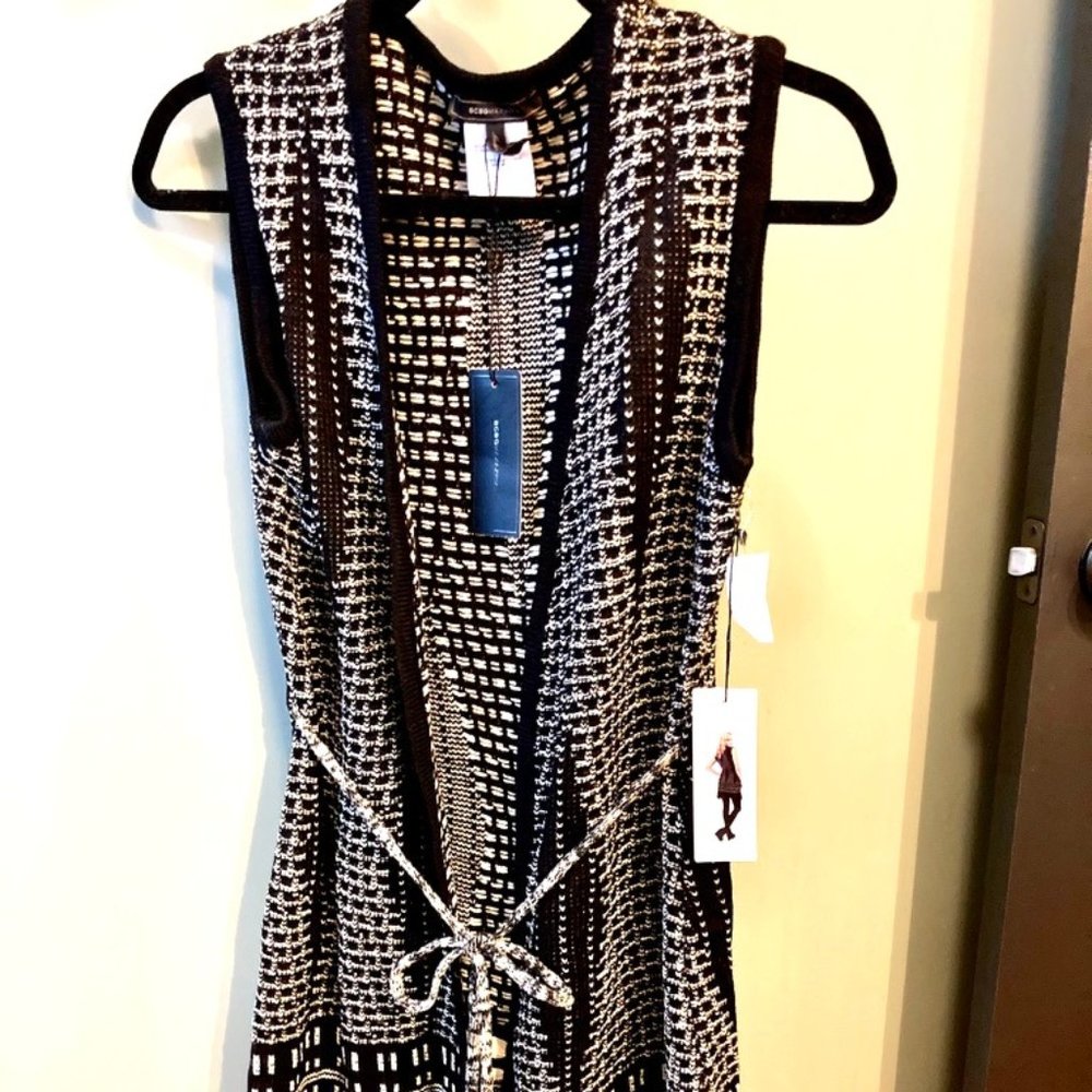 BCBG Sleeveless Fringe Sweater Cardigan BRAND NEW